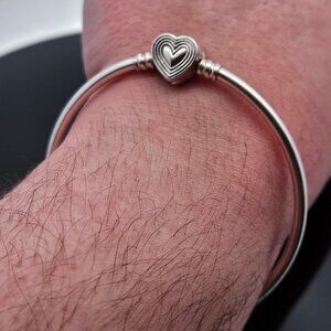 925 Sterling Silver Pandora Heart Clasp Charm Bracelet